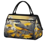 VQUVQV Borsone da viaggio, impermeabile, per sport, palestra, weekender, per la notte, per uomini e donne, Bellissimo uccello e fiori gialli