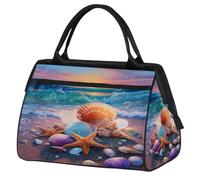 VQUVQV Borsone da viaggio, impermeabile, per sport, palestra, weekender, per la notte, per uomini e donne, Stella marina con conchiglie colorate al tramonto