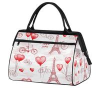 VQUVQV Borsone da viaggio, impermeabile, per sport, palestra, weekender, per la notte, per uomini e donne, Torre Eiffel dell'amore