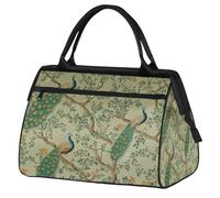 VQUVQV Borsone da viaggio, impermeabile, per sport, palestra, weekender, per la notte, per uomini e donne, Pavone sul ramo di un albero verde