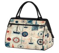 VQUVQV Borsone da viaggio, impermeabile, per sport, palestra, weekender, per la notte, per uomini e donne, Retro Nautical Anchor Compass Nave