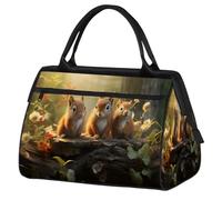 VQUVQV Borsone da viaggio, impermeabile, per sport, palestra, weekender, per la notte, per uomini e donne, Tre scoiattoli nella foresta