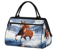 VQUVQV Borsone da viaggio, impermeabile, per sport, palestra, weekender, per la notte, per uomini e donne, Corsa Cavallo Neve Montagna