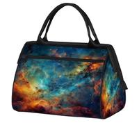 VQUVQV Borsone da viaggio, impermeabile, per sport, palestra, weekender, per la notte, per uomini e donne, Stampa Nebulosa Blu Arancione