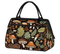 VQUVQV Borsone da viaggio, impermeabile, per sport, palestra, weekender, per la notte, per uomini e donne, Foglie Retro Funghi