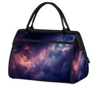 VQUVQV Borsone da viaggio, impermeabile, per sport, palestra, weekender, per la notte, per uomini e donne, Nebulosa Viola Rosa