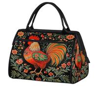 VQUVQV Borsone da viaggio, impermeabile, per sport, palestra, weekender, per la notte, per uomini e donne, Un Gallo Rosso