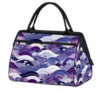 VQUVQV Borsone da viaggio, impermeabile, per sport, palestra, weekender, per la notte, per uomini e donne, Viola Onda Fiore Texture