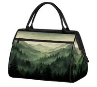 VQUVQV Borsone da viaggio, impermeabile, per sport, palestra, weekender, per la notte, per uomini e donne, Montagne della foresta nebbiosa