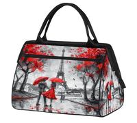 VQUVQV Borsone da viaggio, impermeabile, per sport, palestra, weekender, per la notte, per uomini e donne, Una coppia che tiene ombrelli rossi