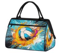 VQUVQV Borsone da viaggio, impermeabile, per sport, palestra, weekender, per la notte, per uomini e donne, Pallavolo Acquerello