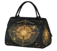 VQUVQV Borsone da viaggio, impermeabile, per sport, palestra, weekender, per la notte, per uomini e donne, Bussola Astrologia Dorata
