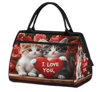 VQUVQV Borsone da viaggio, impermeabile, per sport, palestra, weekender, per la notte, per uomini e donne, Cuore Coppia Gatto