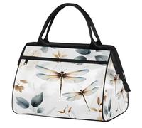 VQUVQV Borsone da viaggio, impermeabile, per sport, palestra, weekender, per la notte, per uomini e donne, Motivo a foglia di libellula