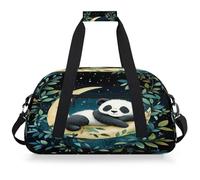 VQUVQV Borsone da viaggio per uomini e donne, impermeabile, per sport, palestra, weekender, pernottamento, Panda cartone animato sulla luna