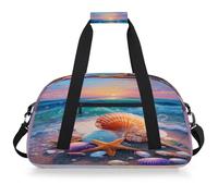 VQUVQV Borsone da viaggio per uomini e donne, impermeabile, per sport, palestra, weekender, pernottamento, Stella marina con conchiglie colorate al tramonto