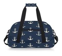 VQUVQV Borsone da viaggio per uomini e donne, impermeabile, per sport, palestra, weekender, pernottamento, Ancora bianca nautica