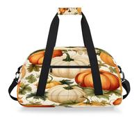 VQUVQV Borsone da viaggio per uomini e donne, impermeabile, per sport, palestra, weekender, pernottamento, Vite di zucche arancioni e bianche