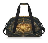 VQUVQV Borsone da viaggio per uomini e donne, impermeabile, per sport, palestra, weekender, pernottamento, Bussola Astrologia Dorata