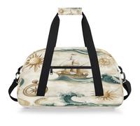 VQUVQV Borsone da viaggio per uomini e donne, impermeabile, per sport, palestra, weekender, pernottamento, Bussole Nautiche Navi