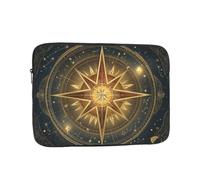 VQUVQV Custodia per computer portatile, con bussola di astrologia dorata, borsa da trasporto per computer portatile, fodera morbida, imbottita, con cerniera, per donne e uomini