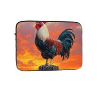 VQUVQV Custodia per computer portatile, con gallo al tramonto, fodera morbida, imbottita, con cerniera, per donne e uomini