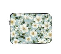 VQUVQV Custodia per computer portatile, con piccoli fiori bianchi, borsa per il trasporto del computer, fodera morbida, imbottita, con cerniera, per donne e uomini