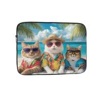 VQUVQV Custodia per computer portatile, con tre simpatici gatti sulla spiaggia, borsa per il trasporto del computer portatile con fodera morbida imbottita con cerniera per donne e uomini