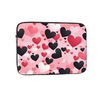 VQUVQV Custodia per computer portatile da 13 pollici, con cuore rosa e nero, sottile, leggera, borsa per il trasporto