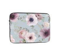 VQUVQV Custodia per computer portatile da 13 pollici con fiore azzurro e rosa ad acquerello, sottile e leggera, borsa per il trasporto