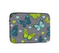 VQUVQV Custodia per computer portatile da 13 pollici grigio verde farfalla cuore custodia portatile sottile leggera borsa per il trasporto borsa per il trasporto