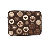 VQUVQV Custodia per computer portatile da 13 pollici marrone scuro con cuore di caffè, custodia sottile e leggera per computer portatile