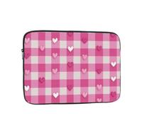 VQUVQV Custodia per computer portatile da 13 pollici rosa a quadretti 3D con motivo a cuore custodia per computer portatile sottile leggera borsa per il trasporto
