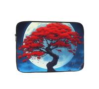 VQUVQV Custodia per computer portatile da 15 pollici, con albero di acero giapponese rosso con la luna, sottile e leggera, borsa per il trasporto