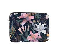 VQUVQV Custodia per computer portatile da 15 pollici, con fiori di campo rosa e bianchi, sottile e leggera, borsa per il trasporto
