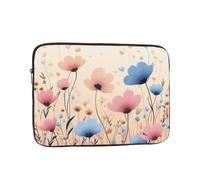VQUVQV Custodia per computer portatile da 15 pollici, con fiori di campo rosa e blu, sottile e leggera, borsa per il trasporto
