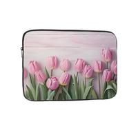VQUVQV Custodia per computer portatile da 15 pollici, in legno, sottile, leggera, con tulipano, rosa