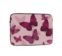 VQUVQV Custodia per computer portatile, motivo con farfalle e ombre rosa, borsa da trasporto per computer portatile, fodera morbida, imbottita, con cerniera, per donne e uomini