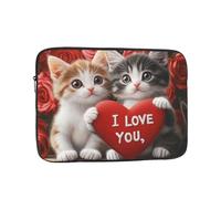 VQUVQV Custodia per computer portatile, motivo: coppia di gatti e cuori, borsa da trasporto per computer portatile, fodera morbida, imbottita, con cerniera, per donne e uomini
