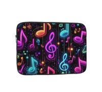 VQUVQV Custodia per computer portatile, motivo note musicali al neon, borsa da trasporto per computer portatile, fodera morbida, imbottita, con cerniera, per donne e uomini