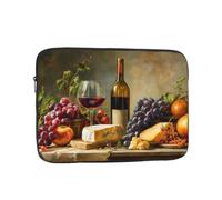 VQUVQV Custodia per computer portatile, pittura artistica a olio, vino, frutta, formaggio, borsa da trasporto per computer portatile, fodera morbida, imbottita, con cerniera, per donne e uomini