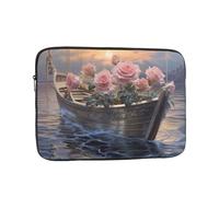 VQUVQV Custodia per computer portatile, rosa con barca al tramonto, borsa da trasporto per computer portatile, fodera morbida, imbottita, con cerniera, per donne e uomini