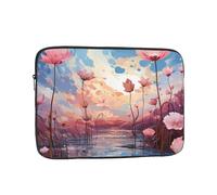 VQUVQV Custodia per computer portatile, rosa con fiore di loto al tramonto, borsa da trasporto per computer portatile, fodera morbida, imbottita, con cerniera, per donne e uomini