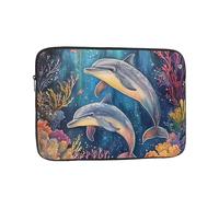 VQUVQV Custodia portatile per computer portatile da 15 pollici, due delfini oceano, sottile, leggera, borsa per il trasporto