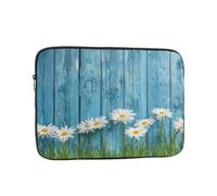VQUVQV Custodia portatile per computer portatile da 15 pollici, tavola di legno blu con margherite sottile e leggera borsa per il trasporto