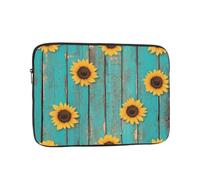 VQUVQV Custodia protettiva con girasoli su una tavola di legno per computer portatile, fodera morbida imbottita con cerniera, borsa per il trasporto, sottile e leggera borsa per laptop valigetta