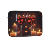 VQUVQV Custodia protettiva per computer portatile, fodera morbida, imbottita, con cerniera, borsa per il trasporto, con calici da vino rosso con cuore, borsa sottile e leggera per laptop