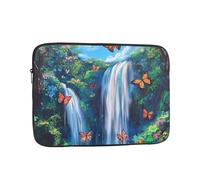 VQUVQV Custodia protettiva per computer portatile, fodera morbida, imbottita, con cerniera, borsa per il trasporto, con farfalle nel bosco sotto la cascata, sottile e leggera, borsa per laptop
