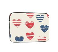 VQUVQV Custodia protettiva per computer portatile, fodera morbida, imbottita, con cerniera, borsa per il trasporto, borsa per il trasporto con bandiera americana vintage a forma di cuore, sottile e
