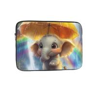 VQUVQV Custodia protettiva per computer portatile, fodera morbida, imbottita, con cerniera, borsa per il trasporto, con elefante in stile cartone animato sotto l'arcobaleno, borsa per laptop sottile e